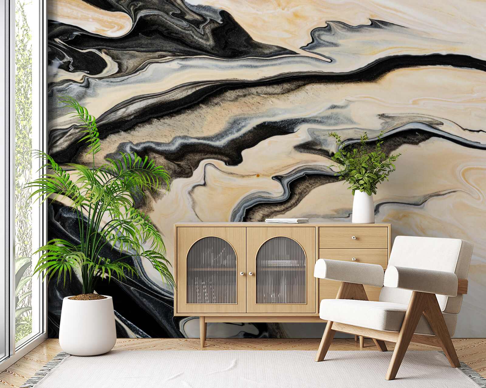 Fotobehang marmeren achtergrond in een gladde beige tint