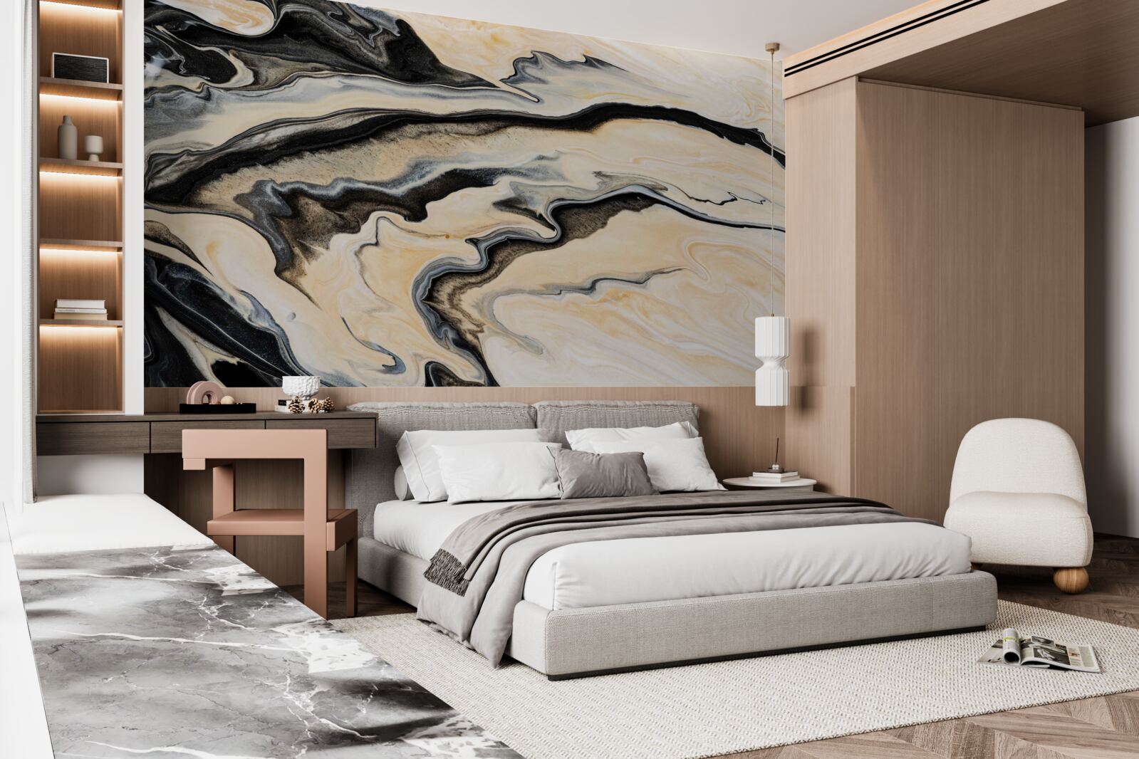 Fotobehang marmeren achtergrond in een gladde beige tint