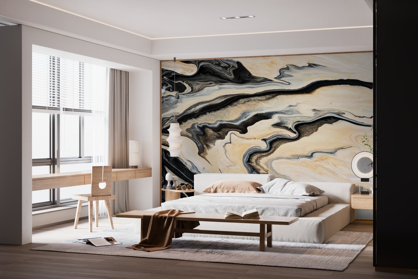 Fotobehang marmeren achtergrond in een gladde beige tint