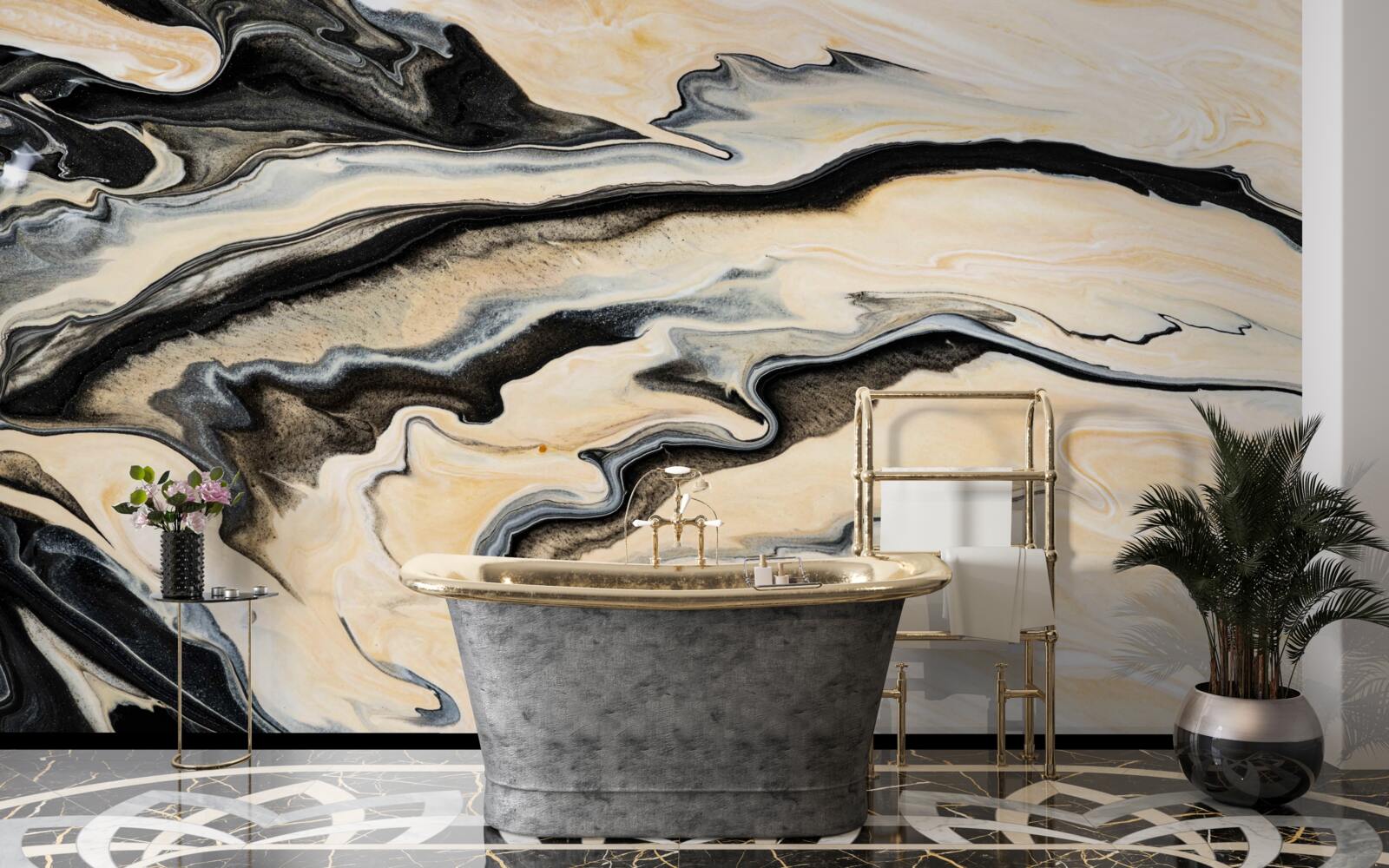 Fotobehang marmeren achtergrond in een gladde beige tint