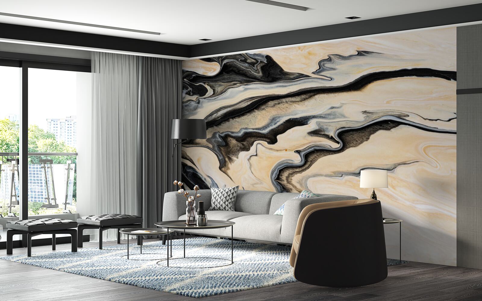 Fotobehang marmeren achtergrond in een gladde beige tint