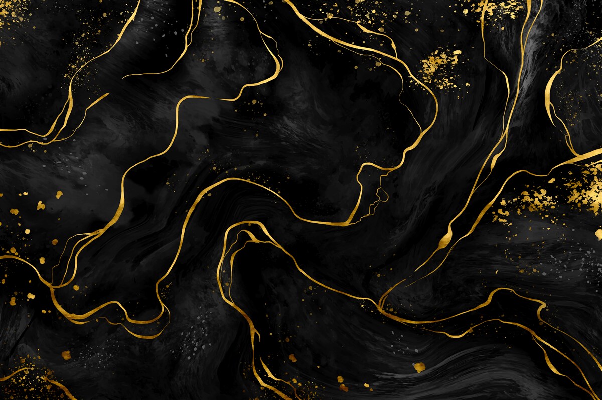 Fotobehang marmeren achtergrond in zwart- en goudtinten