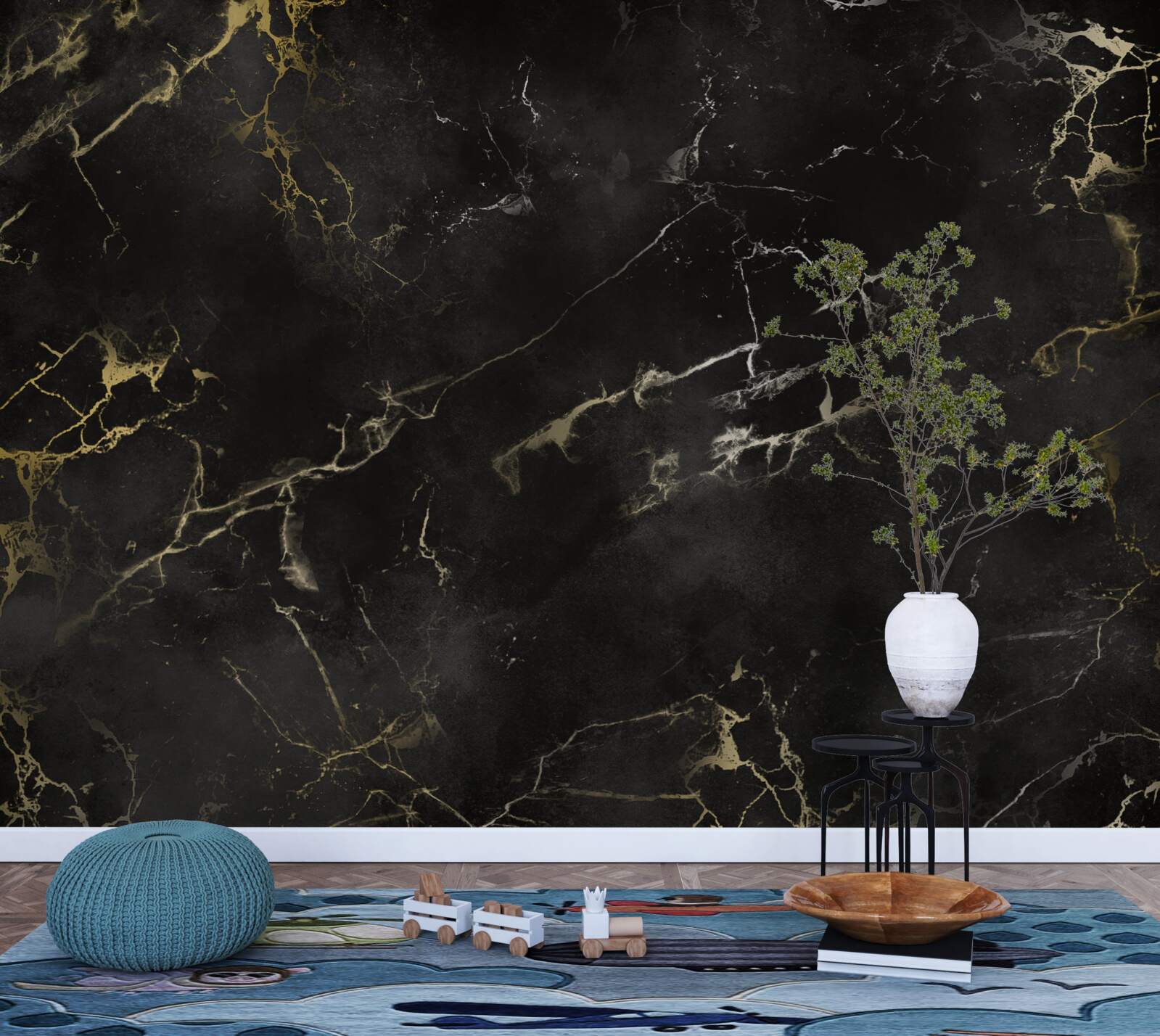 Fotobehang zwart marmerpatroon