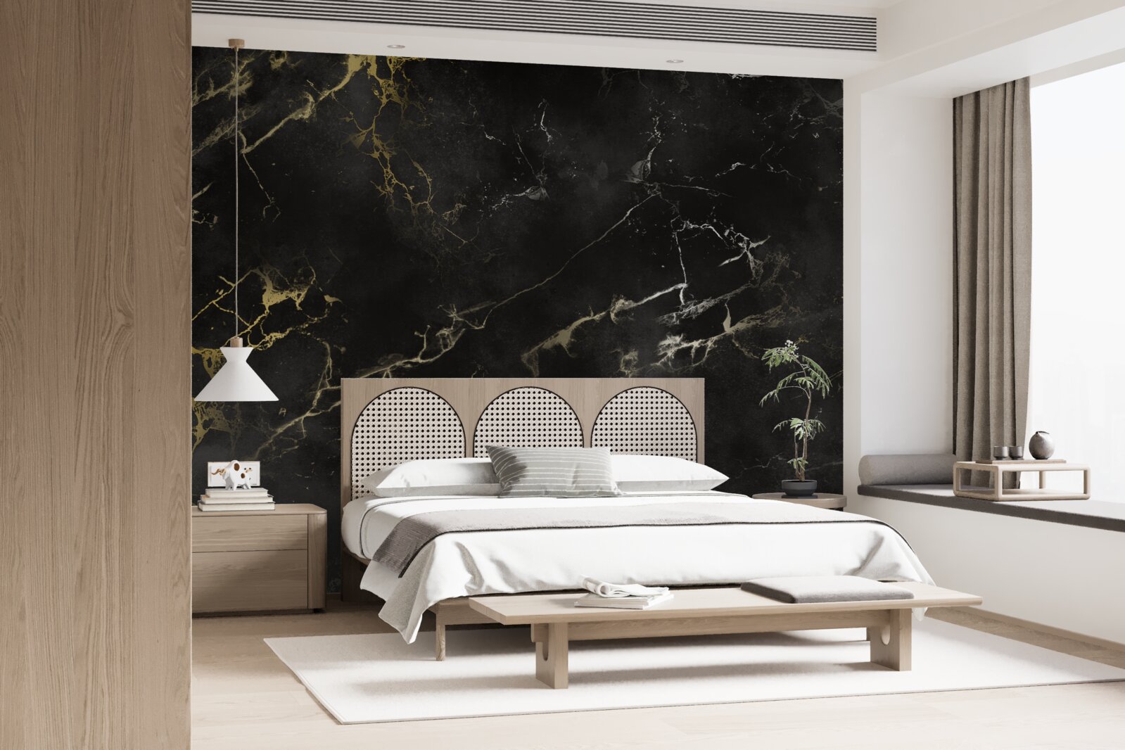 Fotobehang zwart marmerpatroon