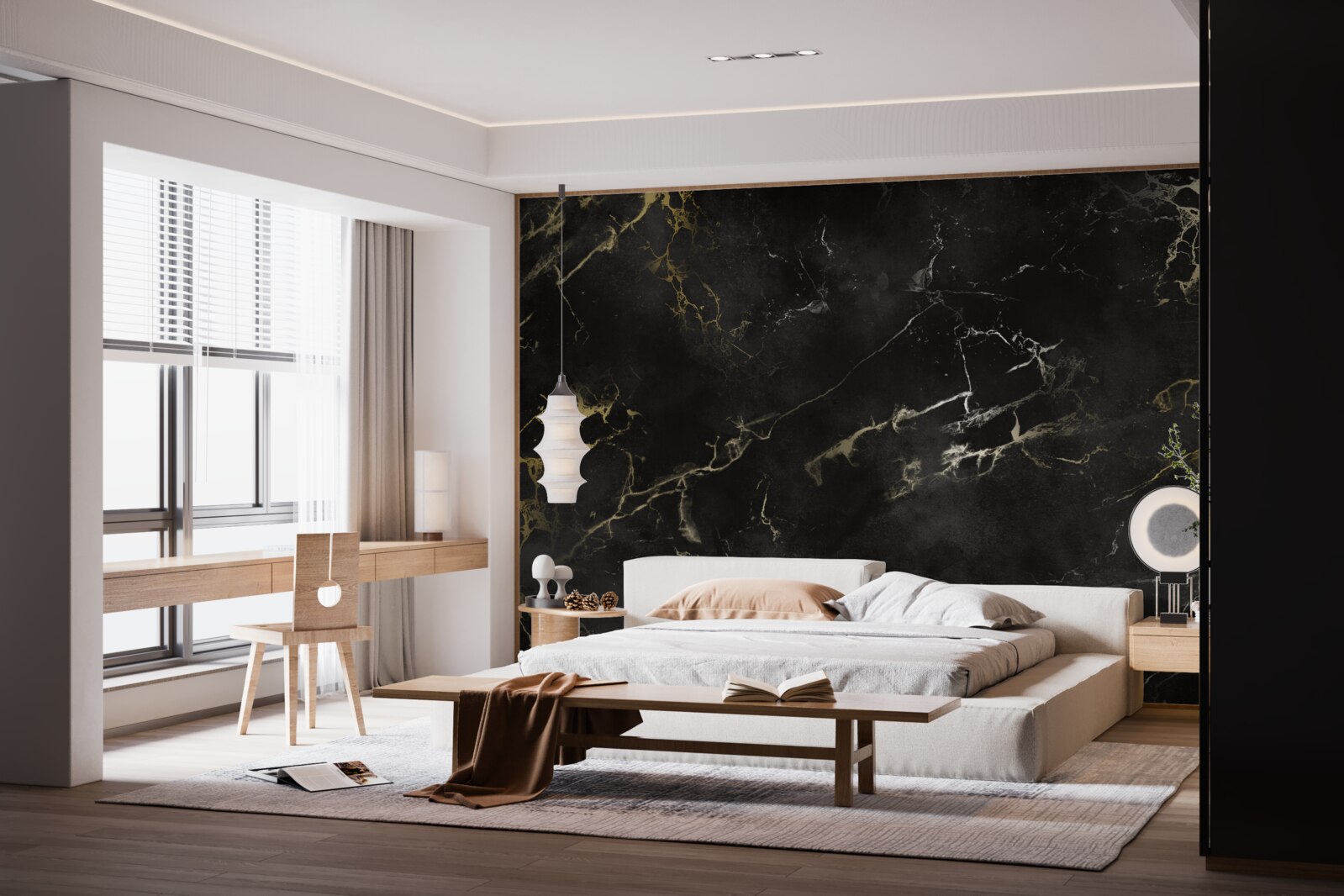 Fotobehang zwart marmerpatroon