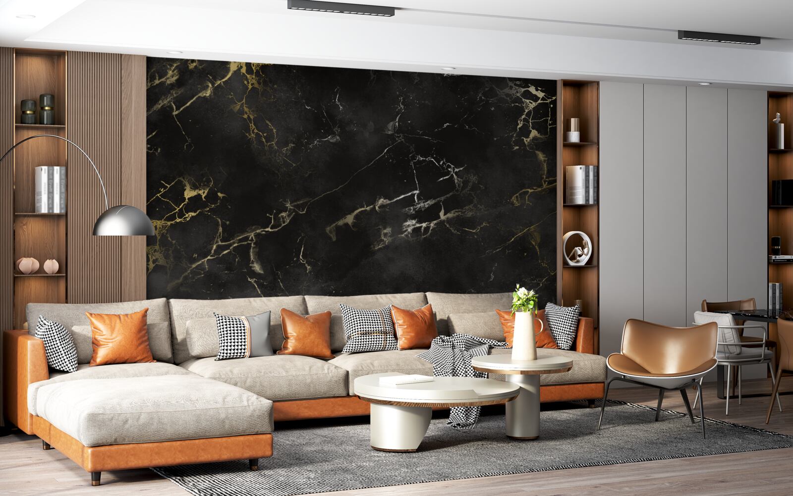 Fotobehang zwart marmerpatroon