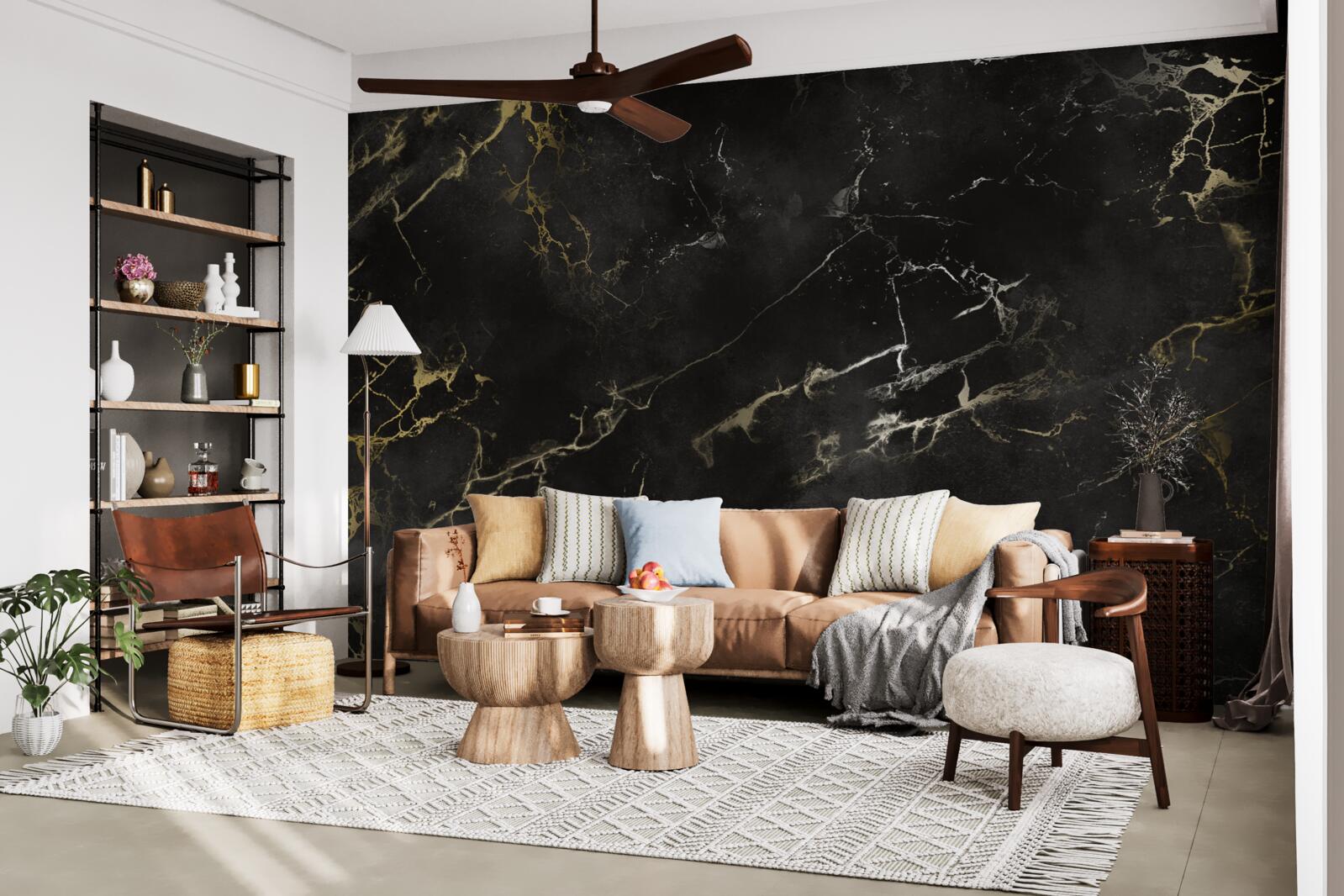 Fotobehang zwart marmerpatroon