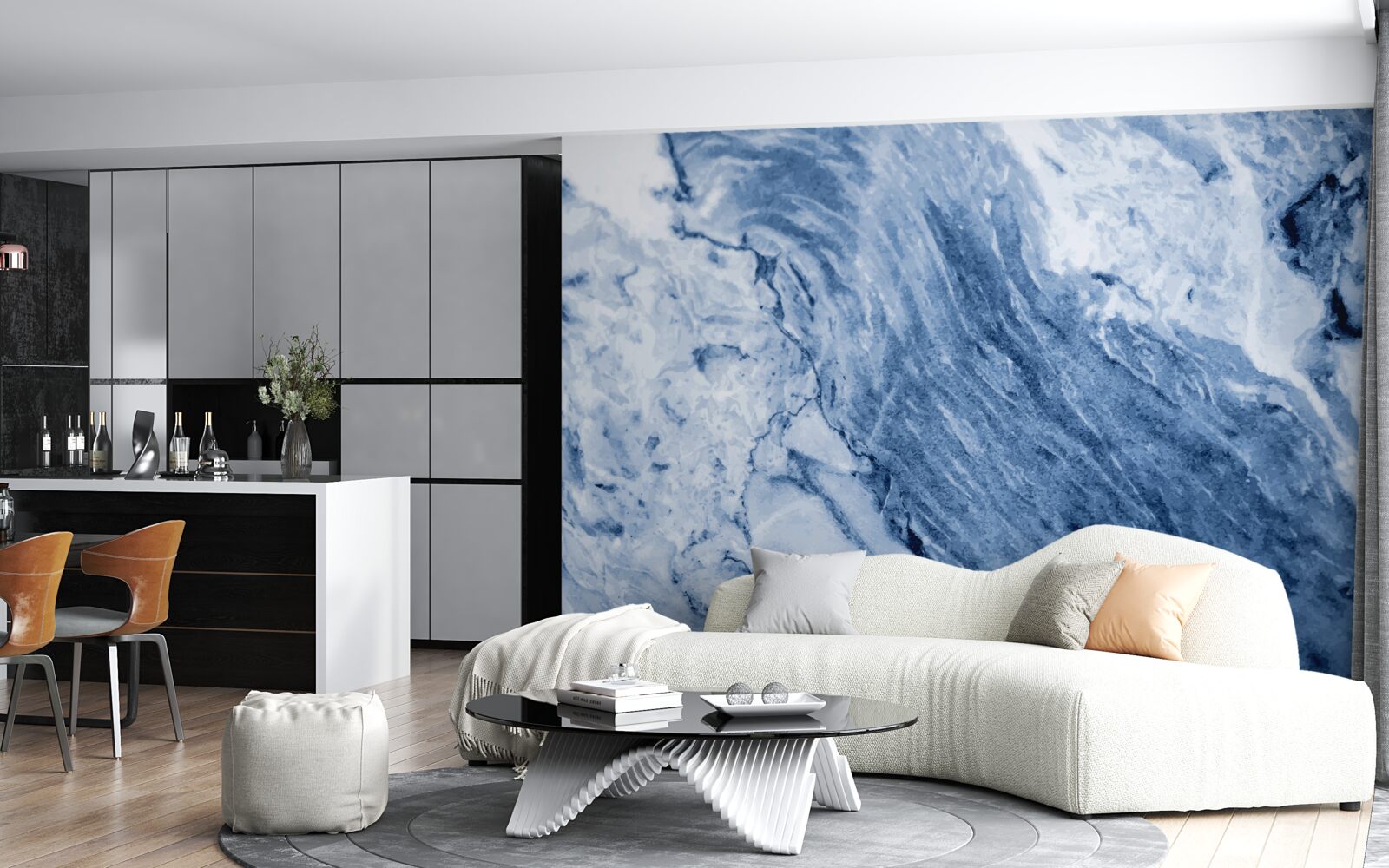 Fotobehang winterformaties van bevroren water