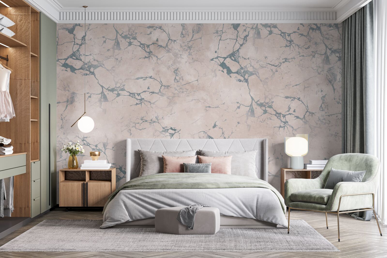 Fotobehang licht gemarmerde textuur