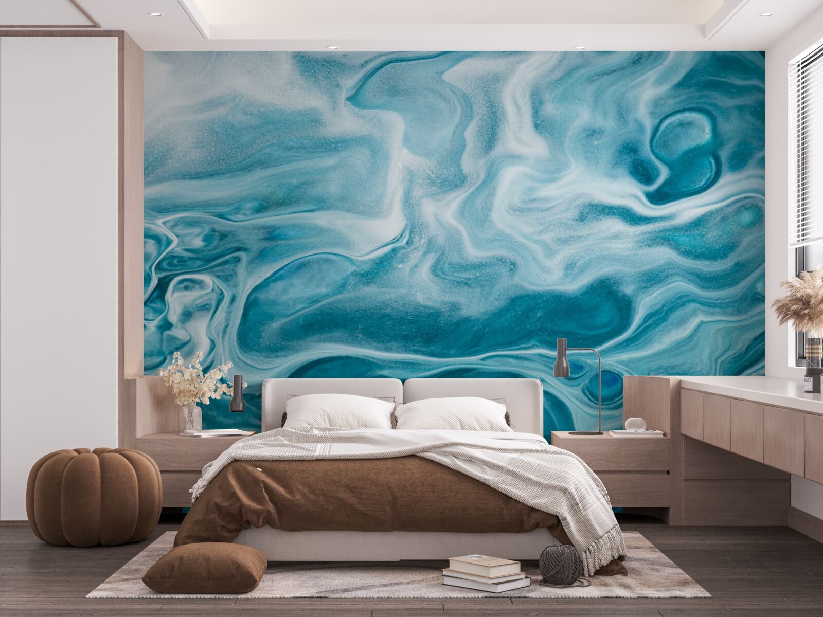 Fotobehang subtiele turquoise tint van marmer