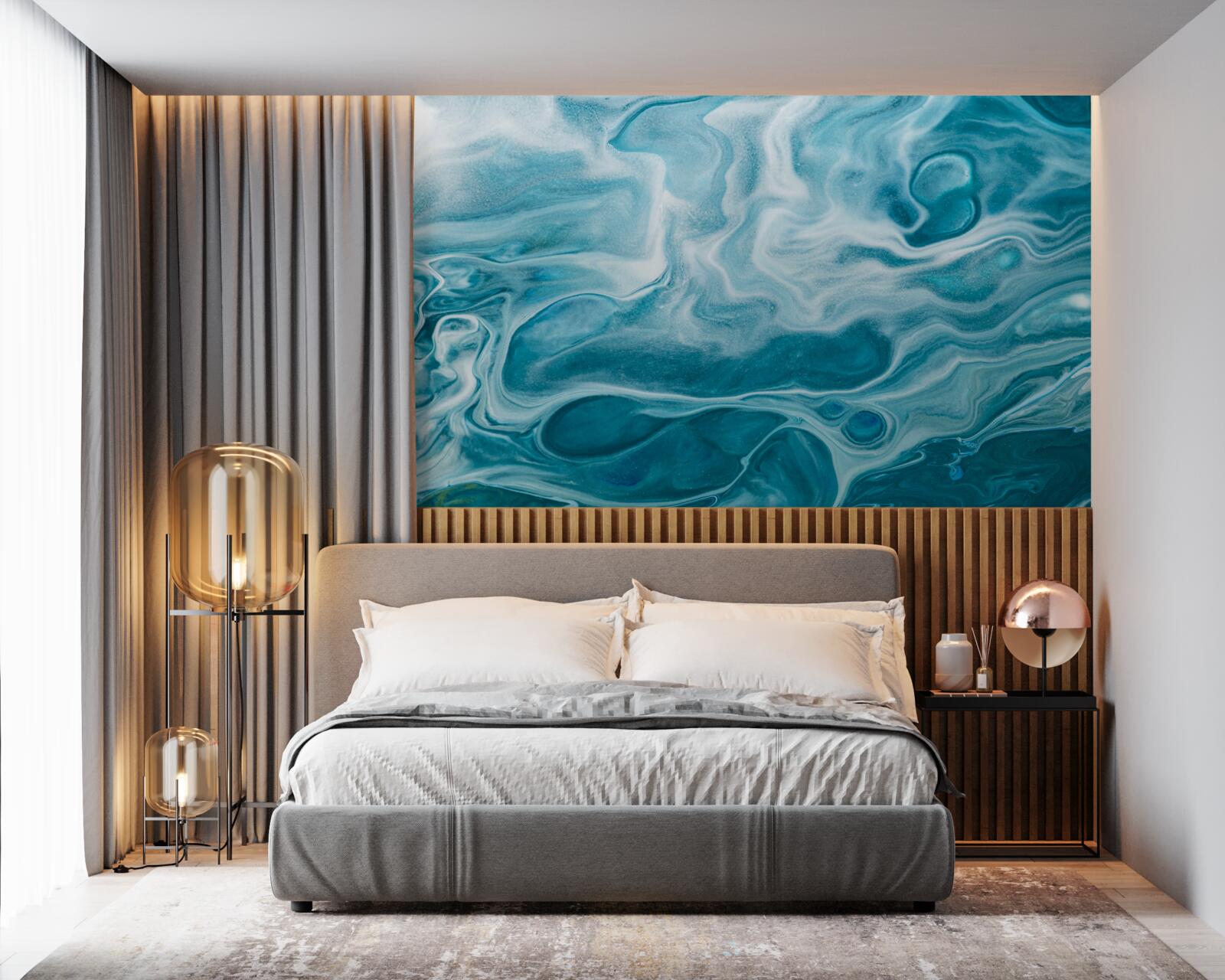 Fotobehang subtiele turquoise tint van marmer