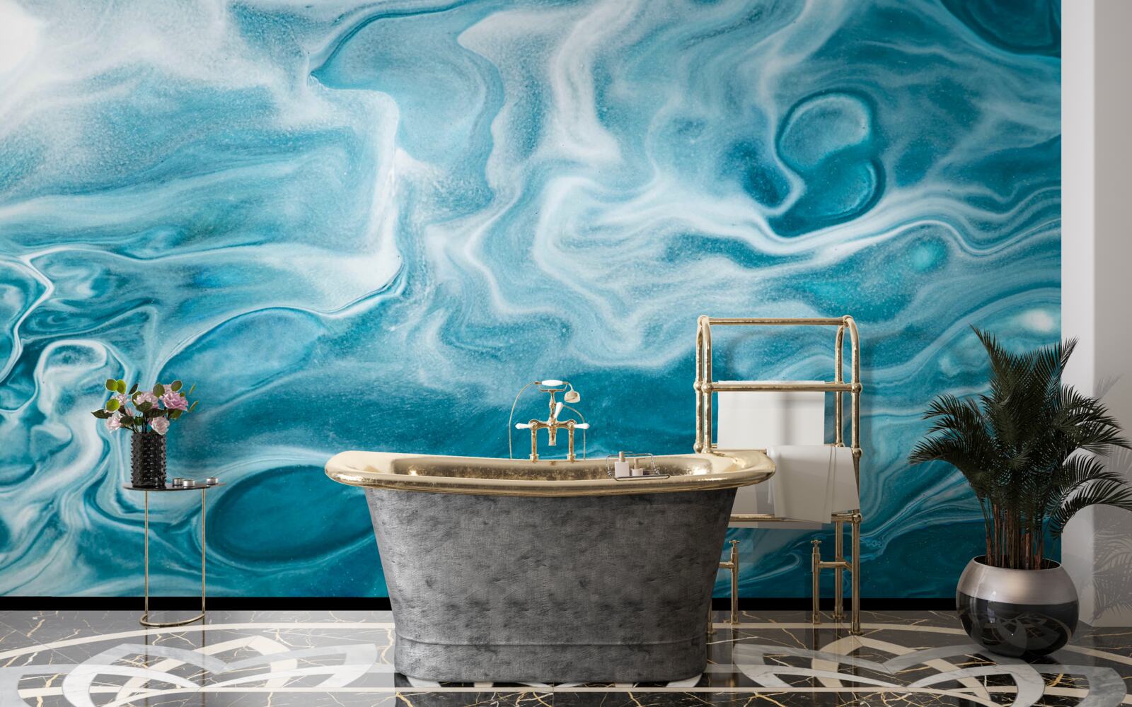 Fotobehang subtiele turquoise tint van marmer