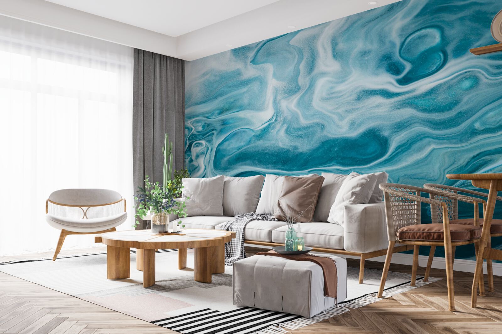 Fotobehang subtiele turquoise tint van marmer