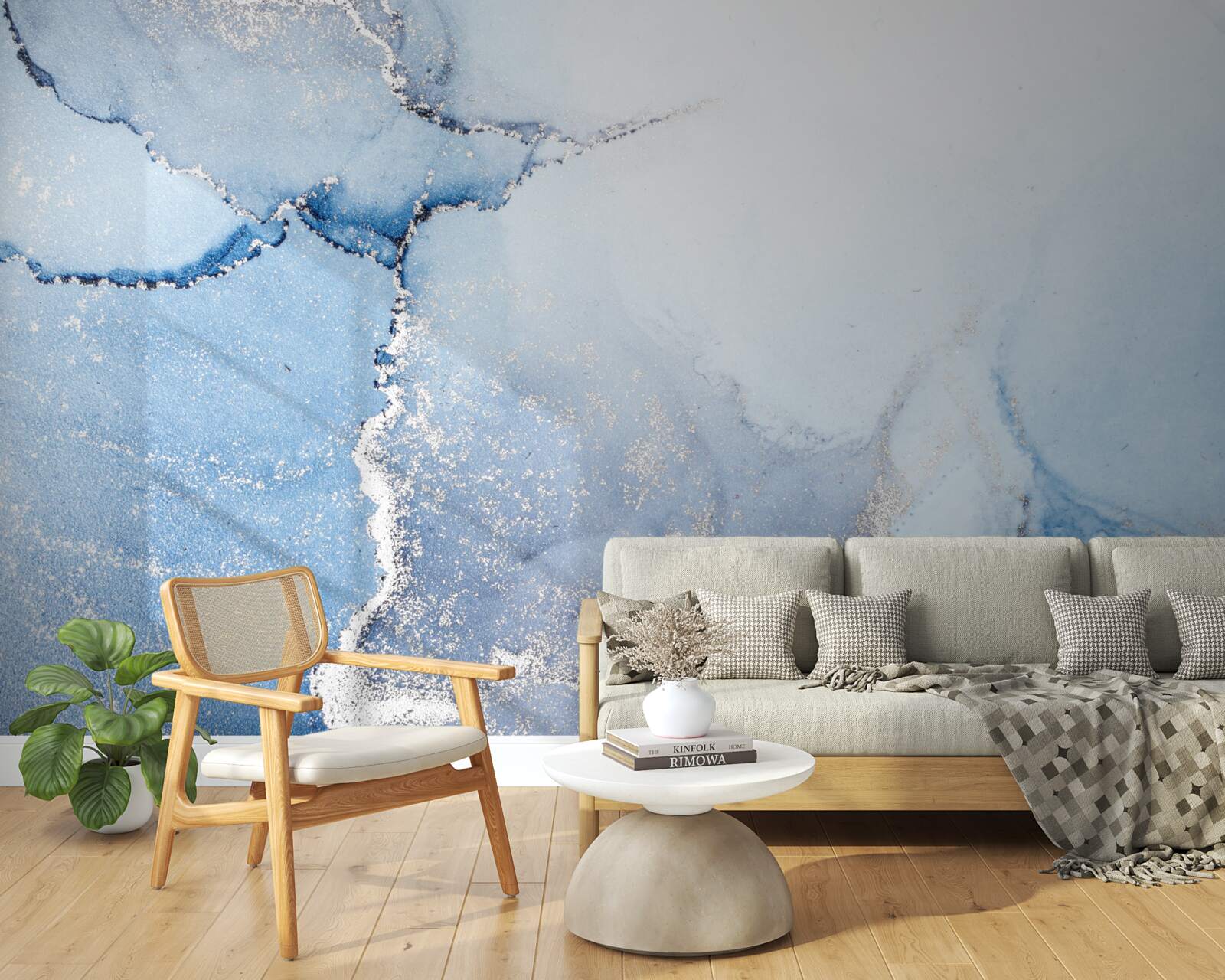 Fotobehang abstracte achtergrond in zachte blauwe tinten