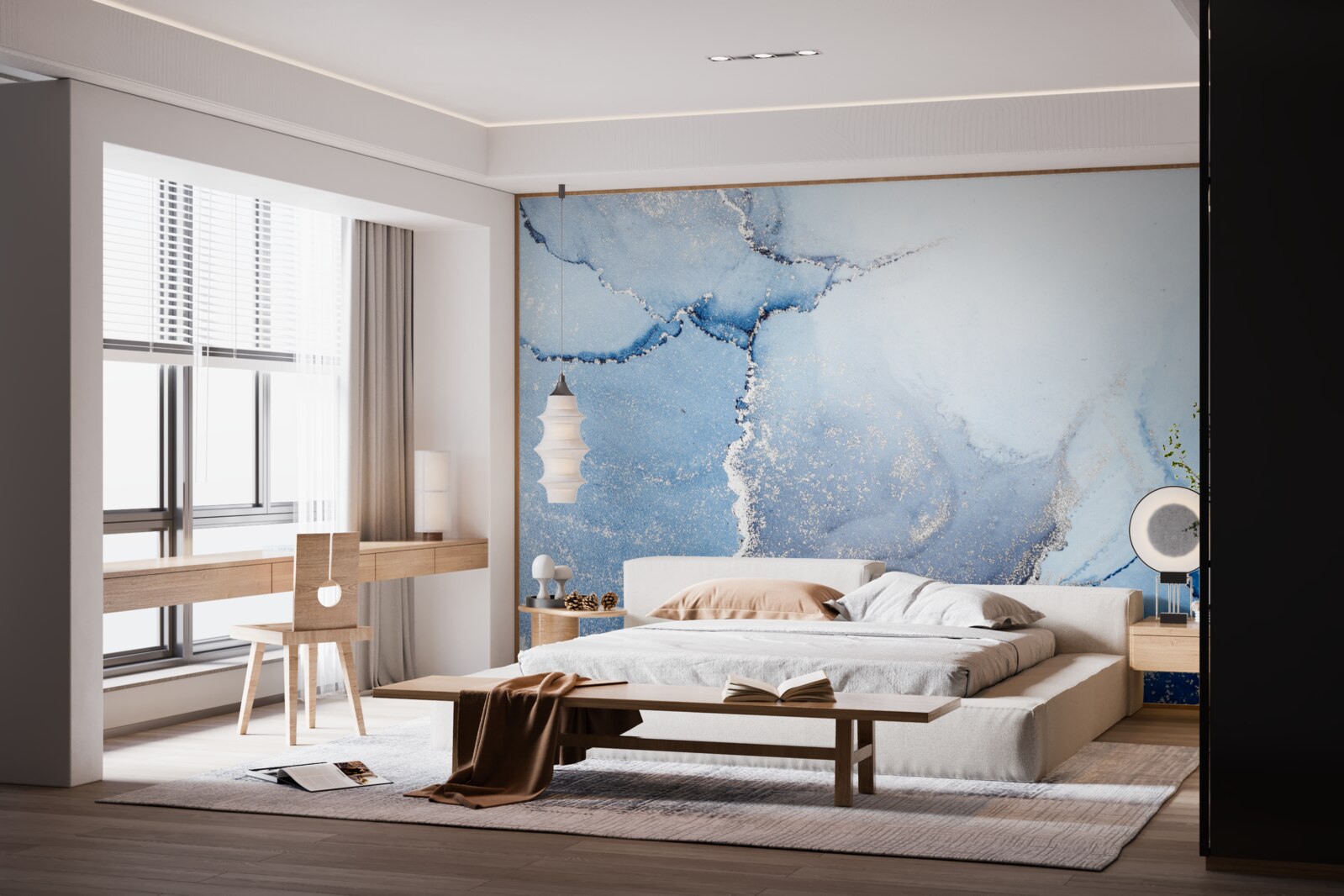 Fotobehang abstracte achtergrond in zachte blauwe tinten