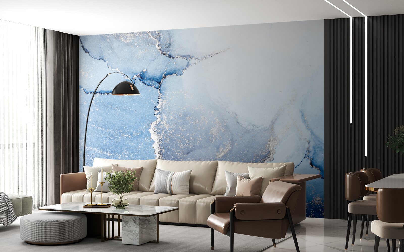 Fotobehang abstracte achtergrond in zachte blauwe tinten