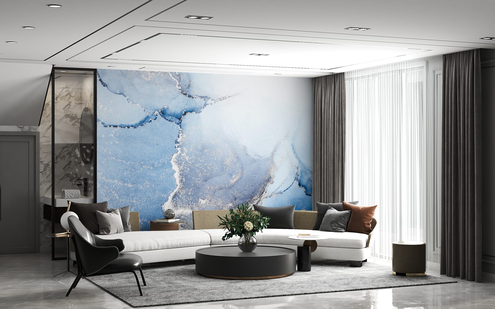 Fotobehang abstracte achtergrond in zachte blauwe tinten