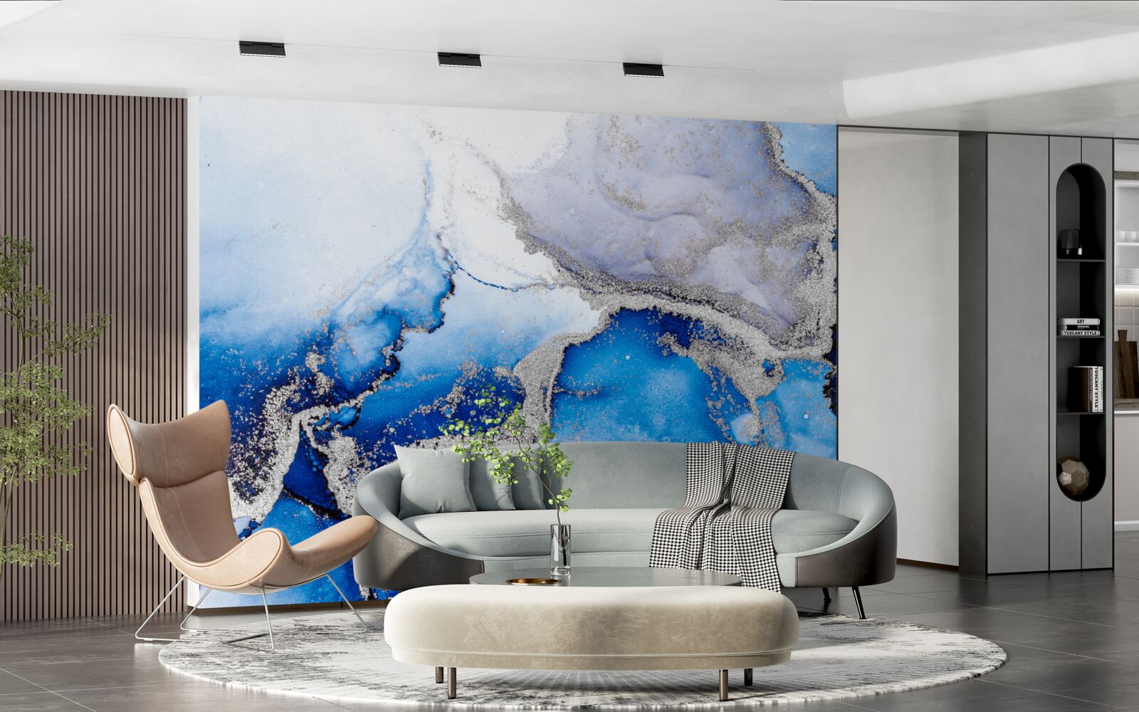 Fotobehang extravagante abstracte achtergrond in een blauwe tint