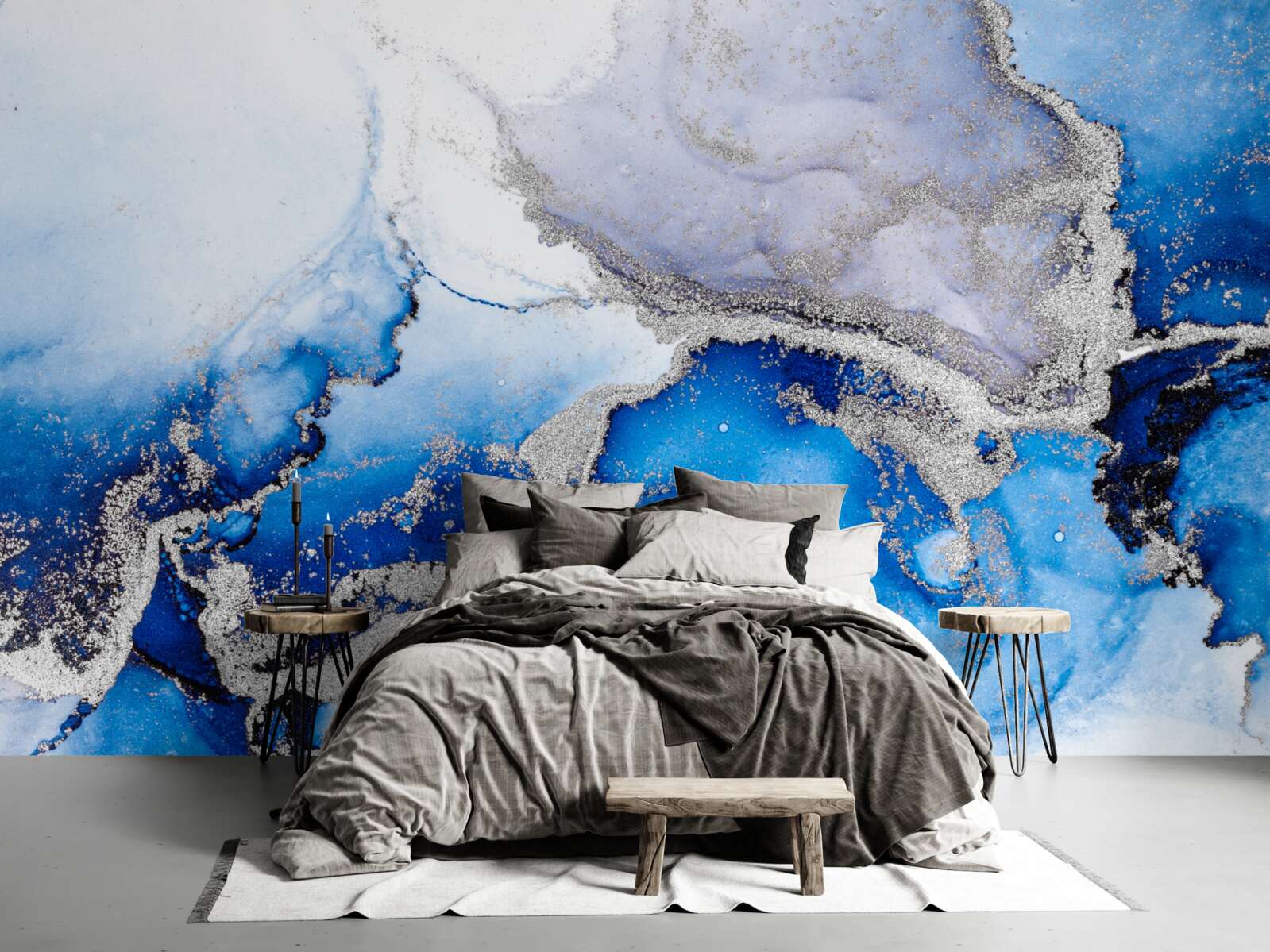 Fotobehang extravagante abstracte achtergrond in een blauwe tint