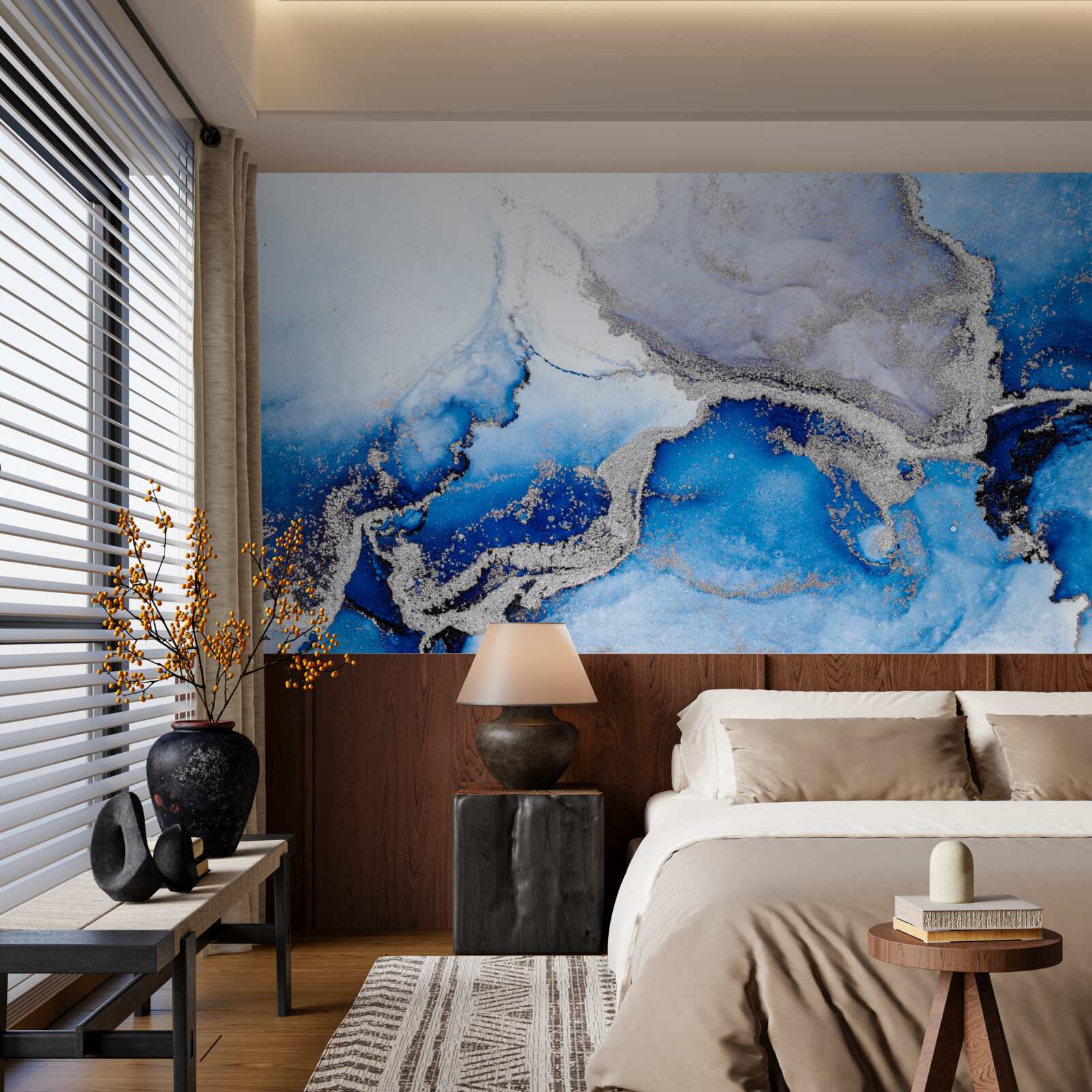 Fotobehang extravagante abstracte achtergrond in een blauwe tint