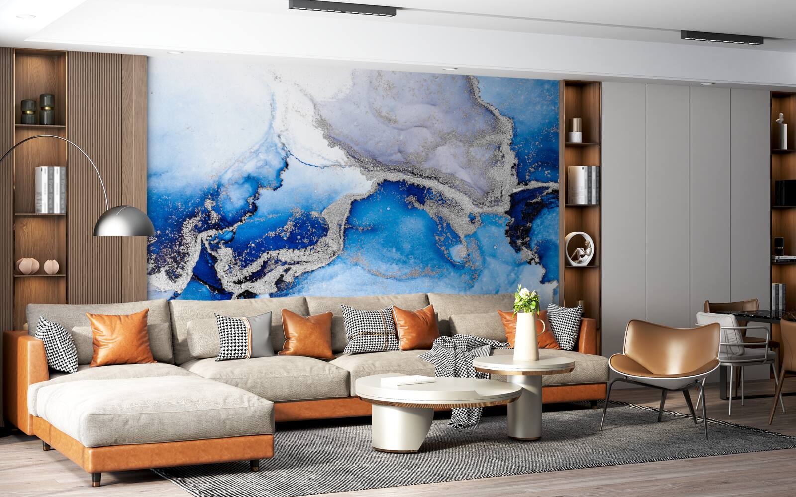 Fotobehang extravagante abstracte achtergrond in een blauwe tint