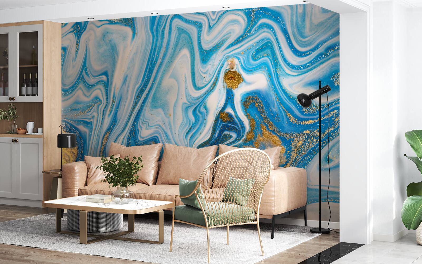 Fotobehang blauw zand in een abstracte vorm