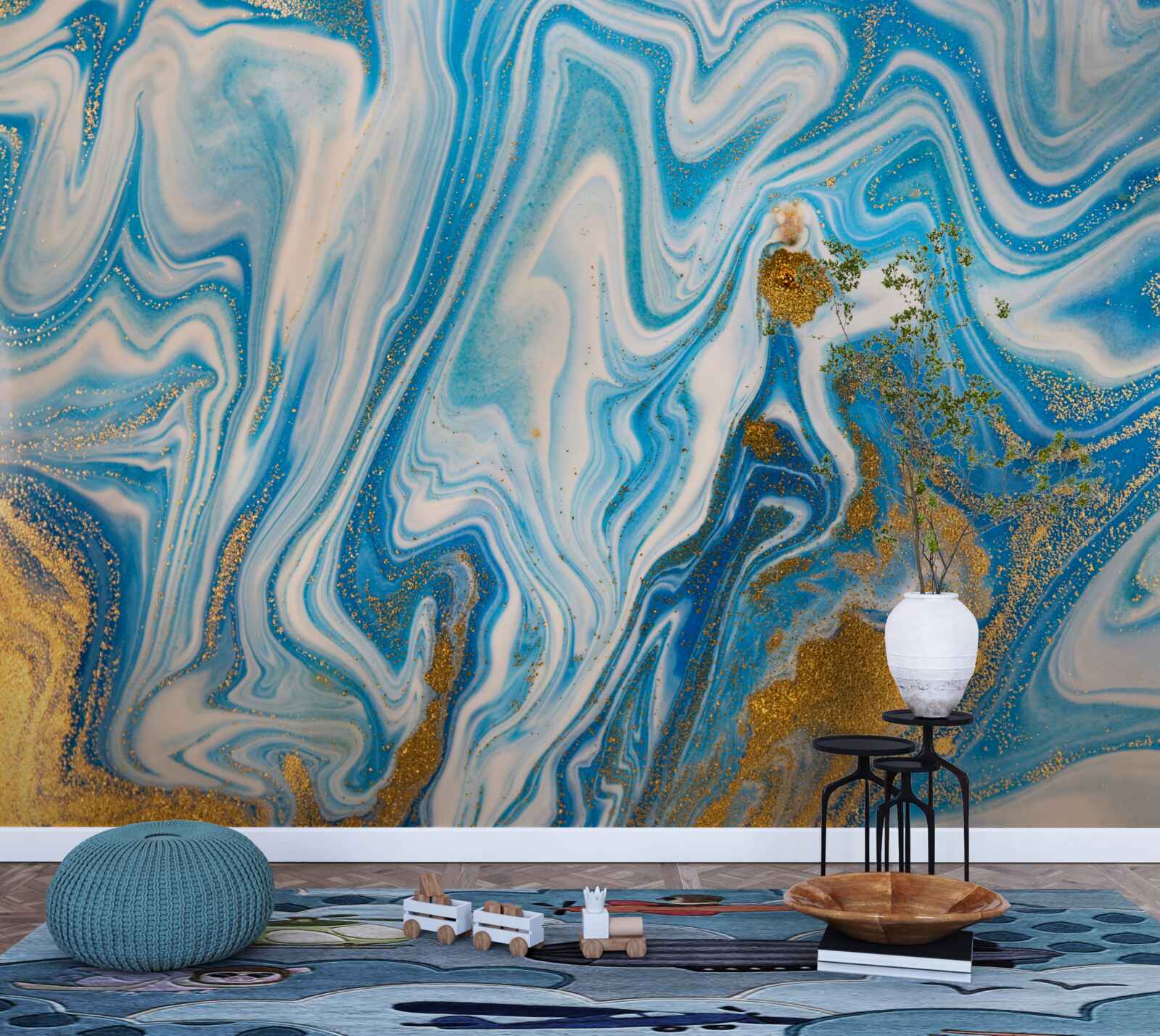 Fotobehang blauw zand in een abstracte vorm