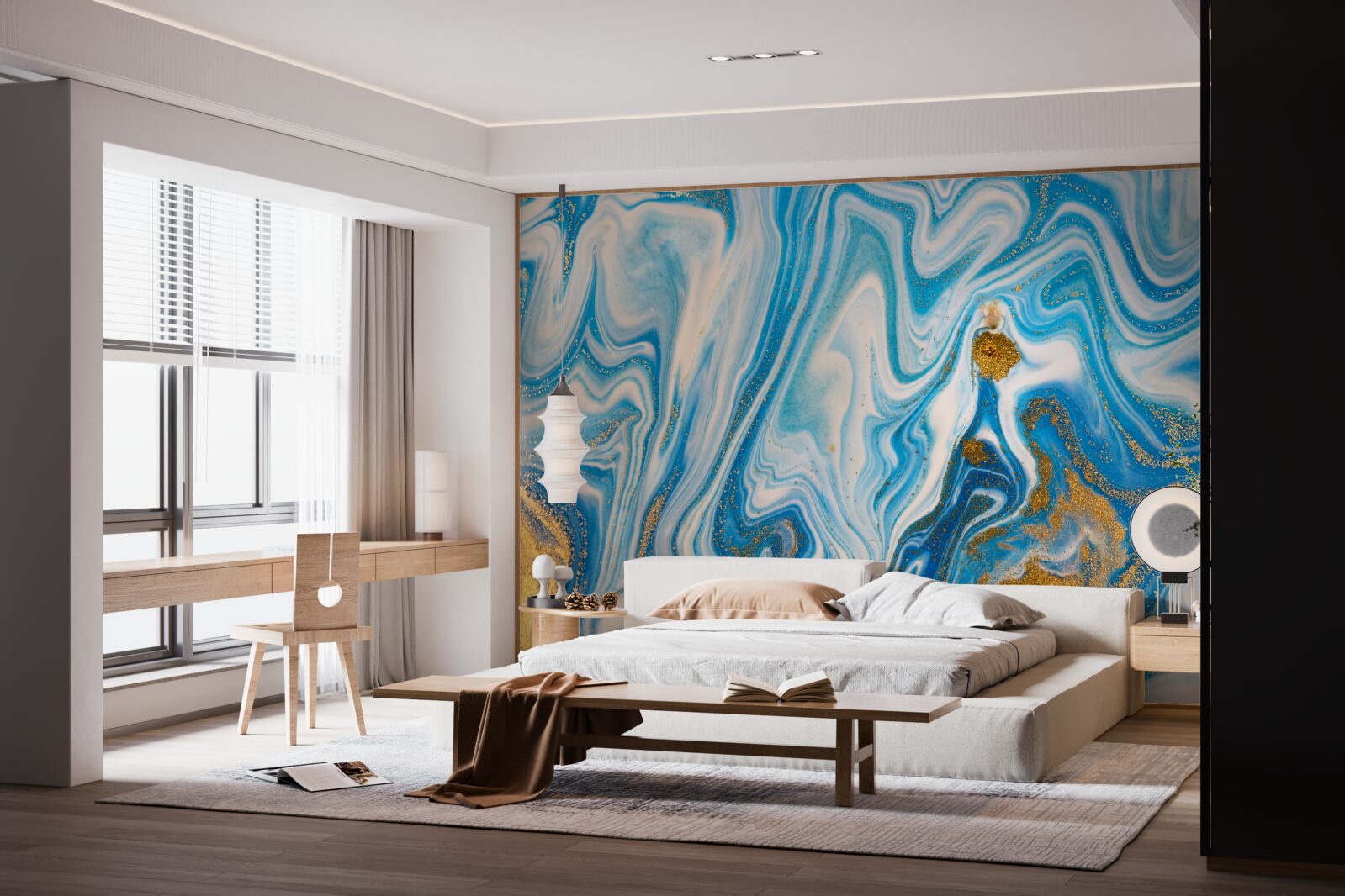 Fotobehang blauw zand in een abstracte vorm