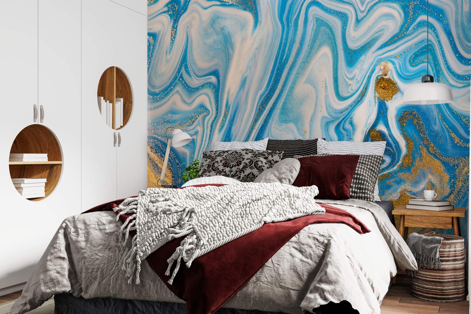 Fotobehang blauw zand in een abstracte vorm