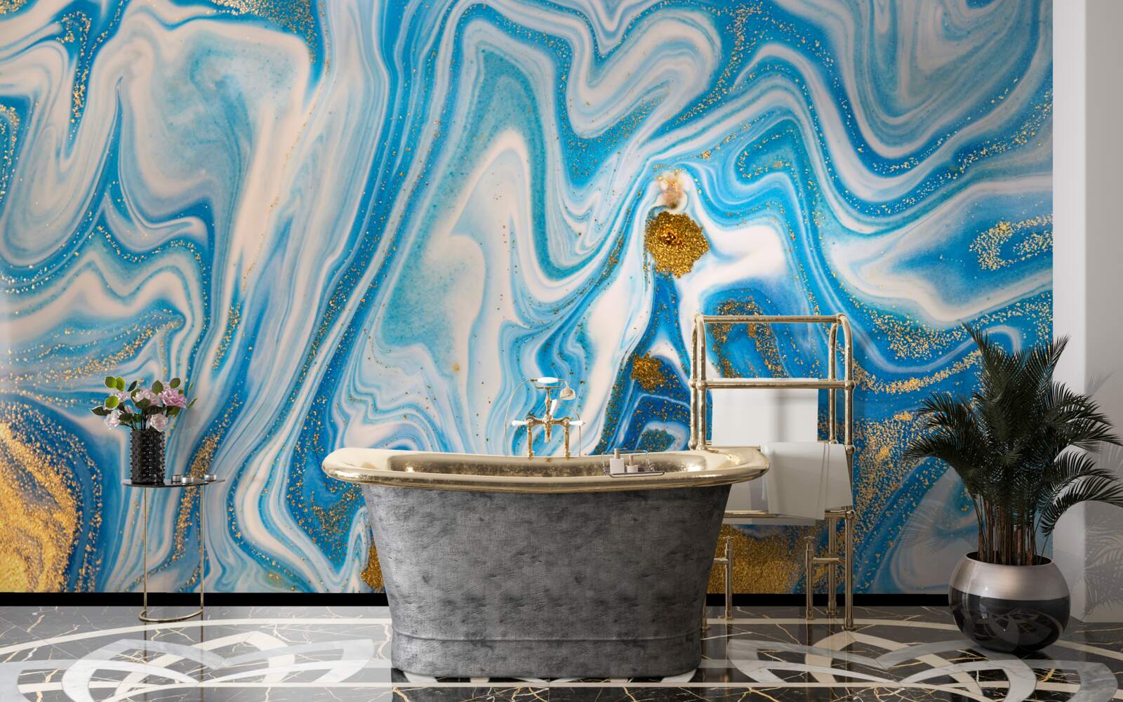 Fotobehang blauw zand in een abstracte vorm