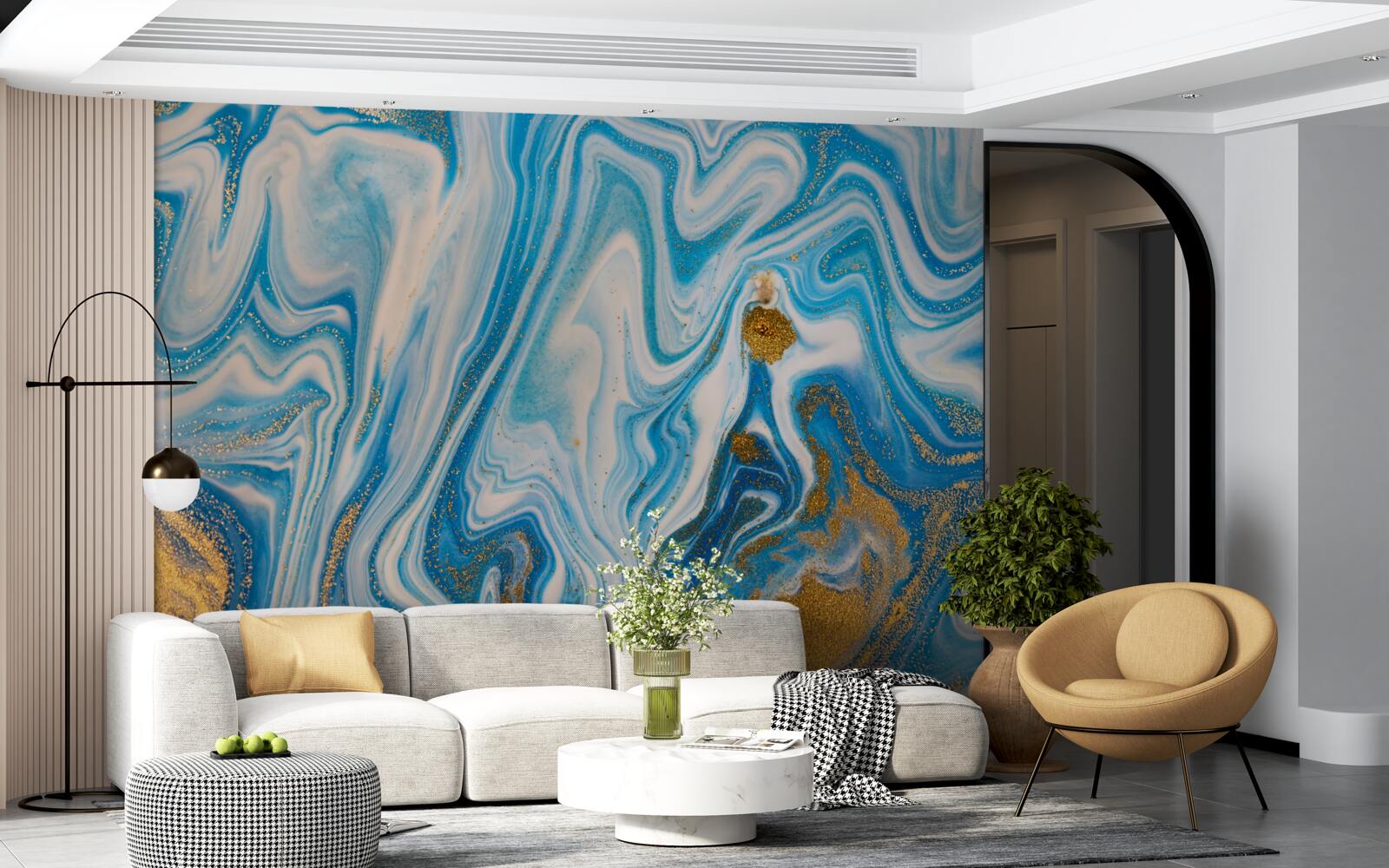 Fotobehang blauw zand in een abstracte vorm