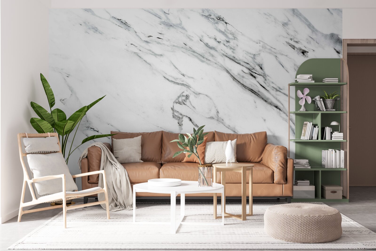 Fotobehang wit marmer met grijze strepen