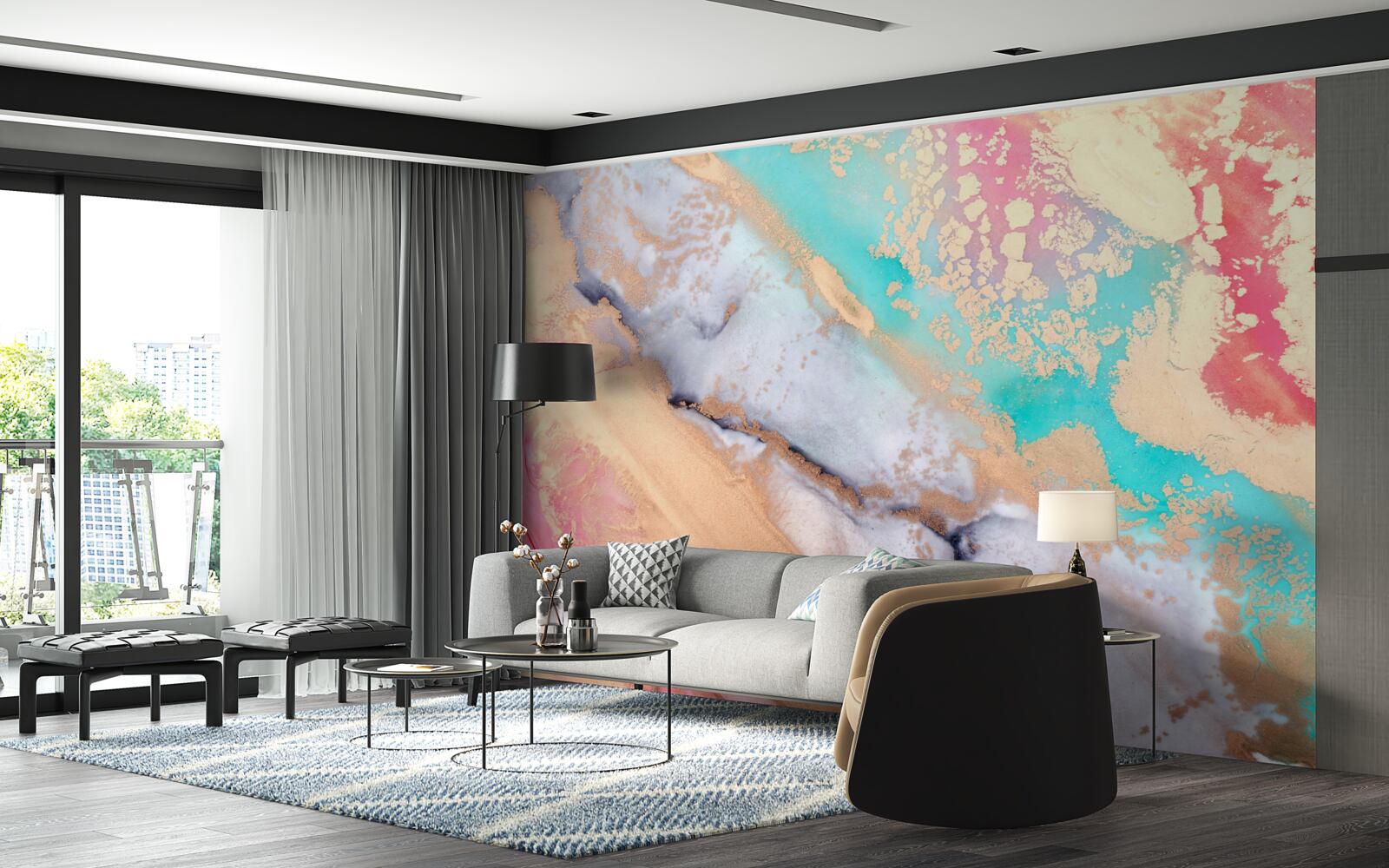 Fotobehang lichte aquarelinkt