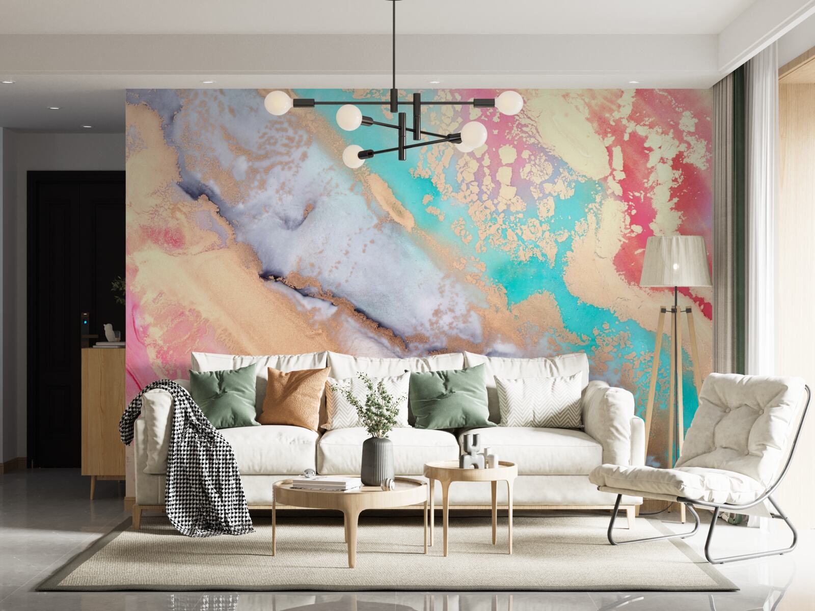 Fotobehang lichte aquarelinkt