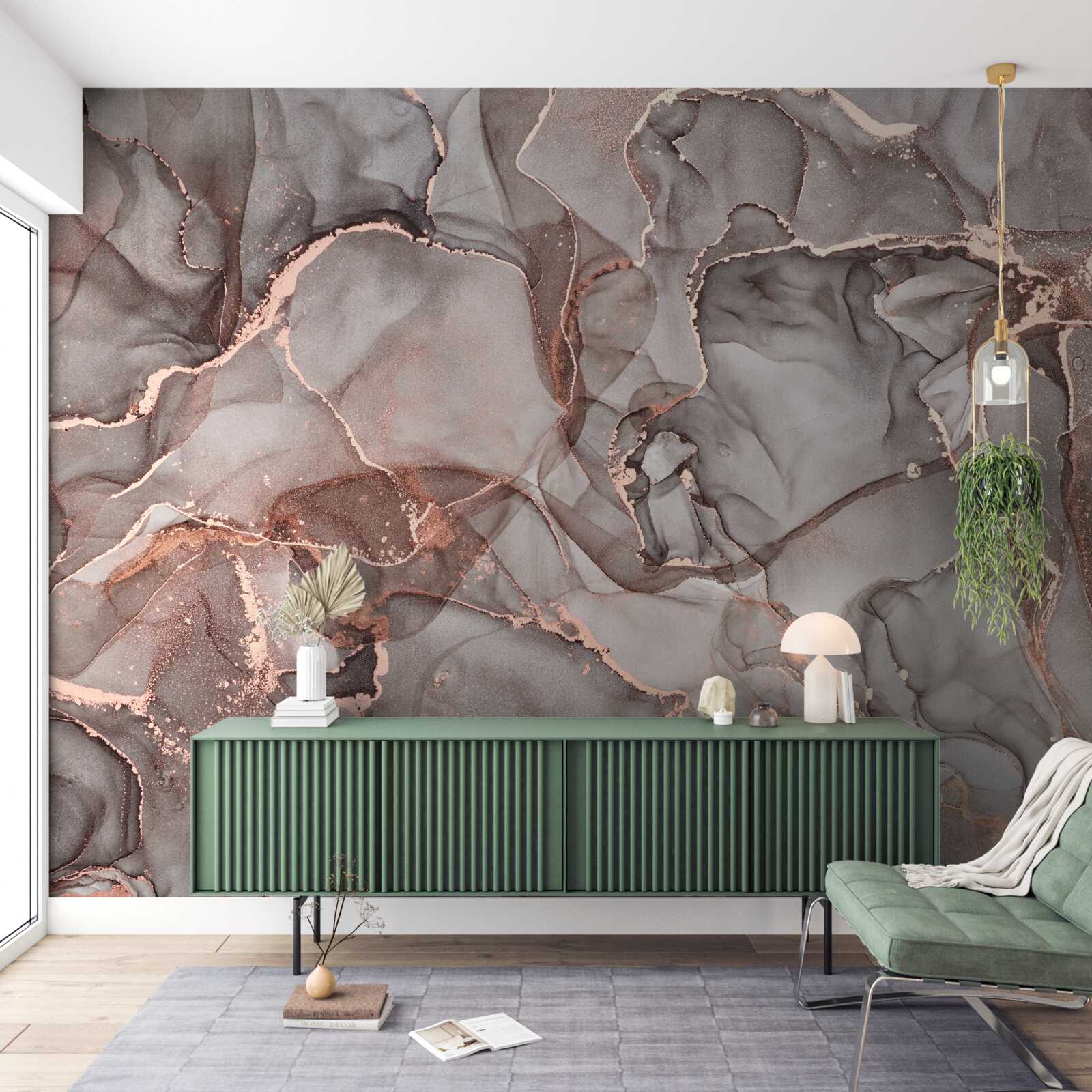 Fotobehang natte zilverachtige vloeistof