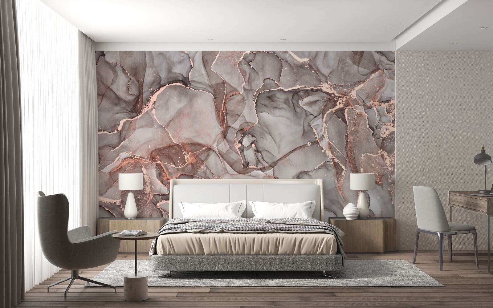 Fotobehang natte zilverachtige vloeistof