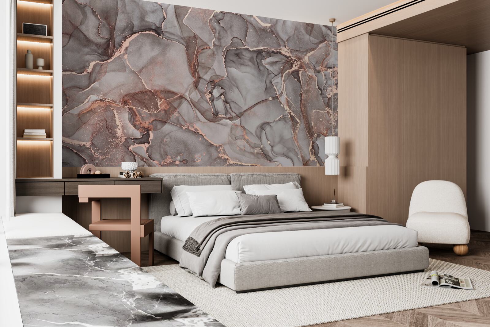 Fotobehang natte zilverachtige vloeistof