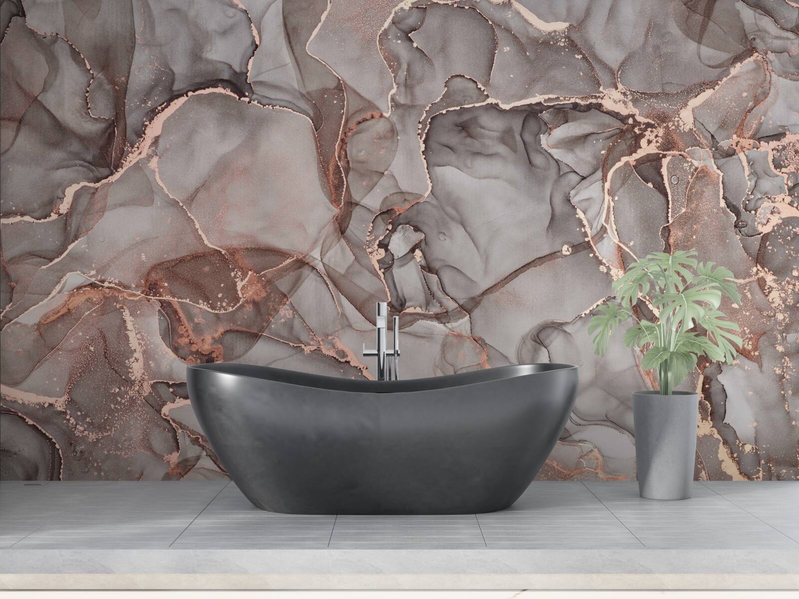 Fotobehang natte zilverachtige vloeistof