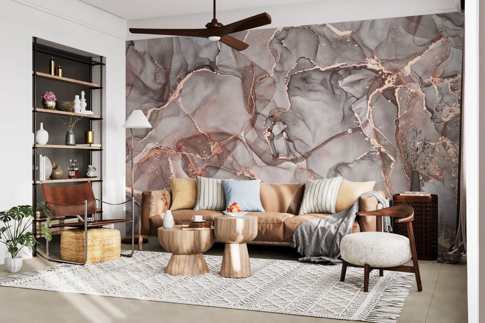 Fotobehang natte zilverachtige vloeistof