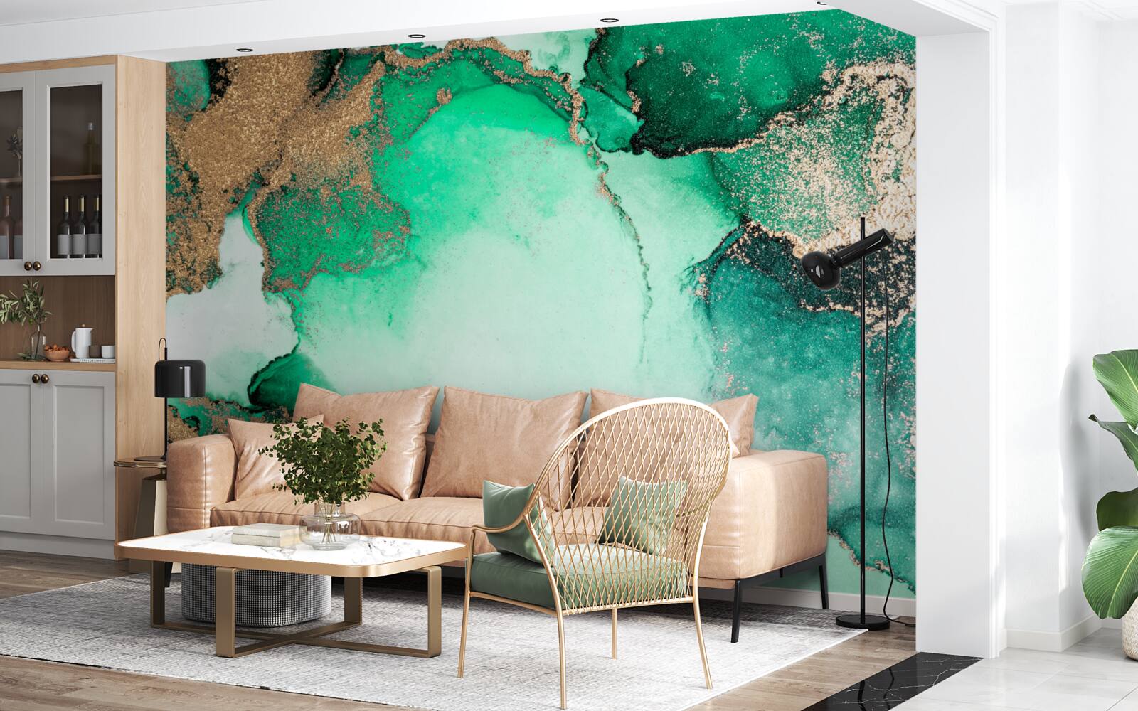 Fotobehang goudgroene abstracte achtergrond