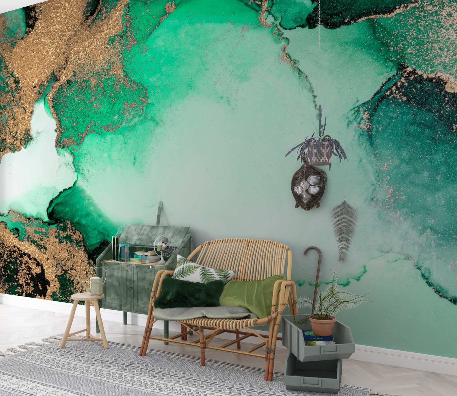 Fotobehang goudgroene abstracte achtergrond