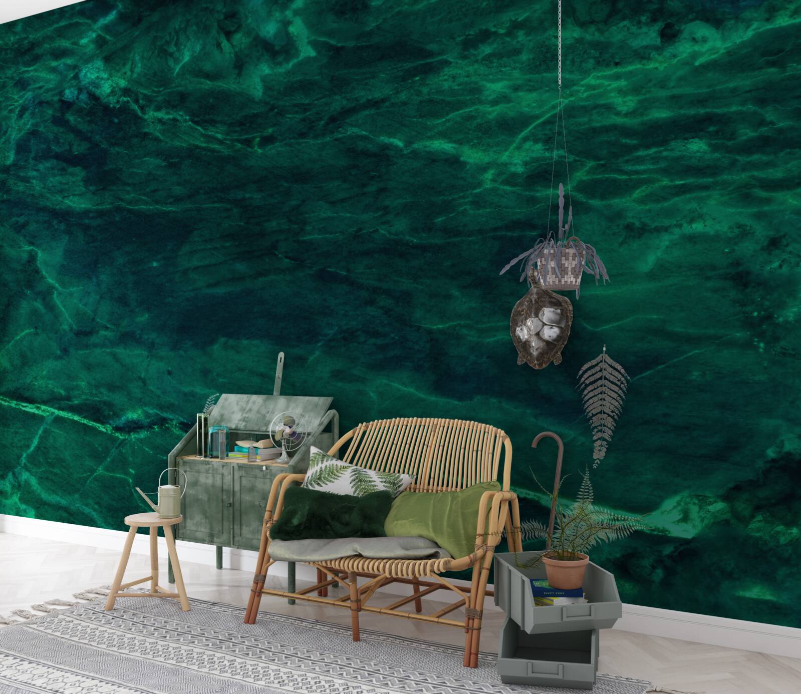 Fotobehang donkergroen marmer
