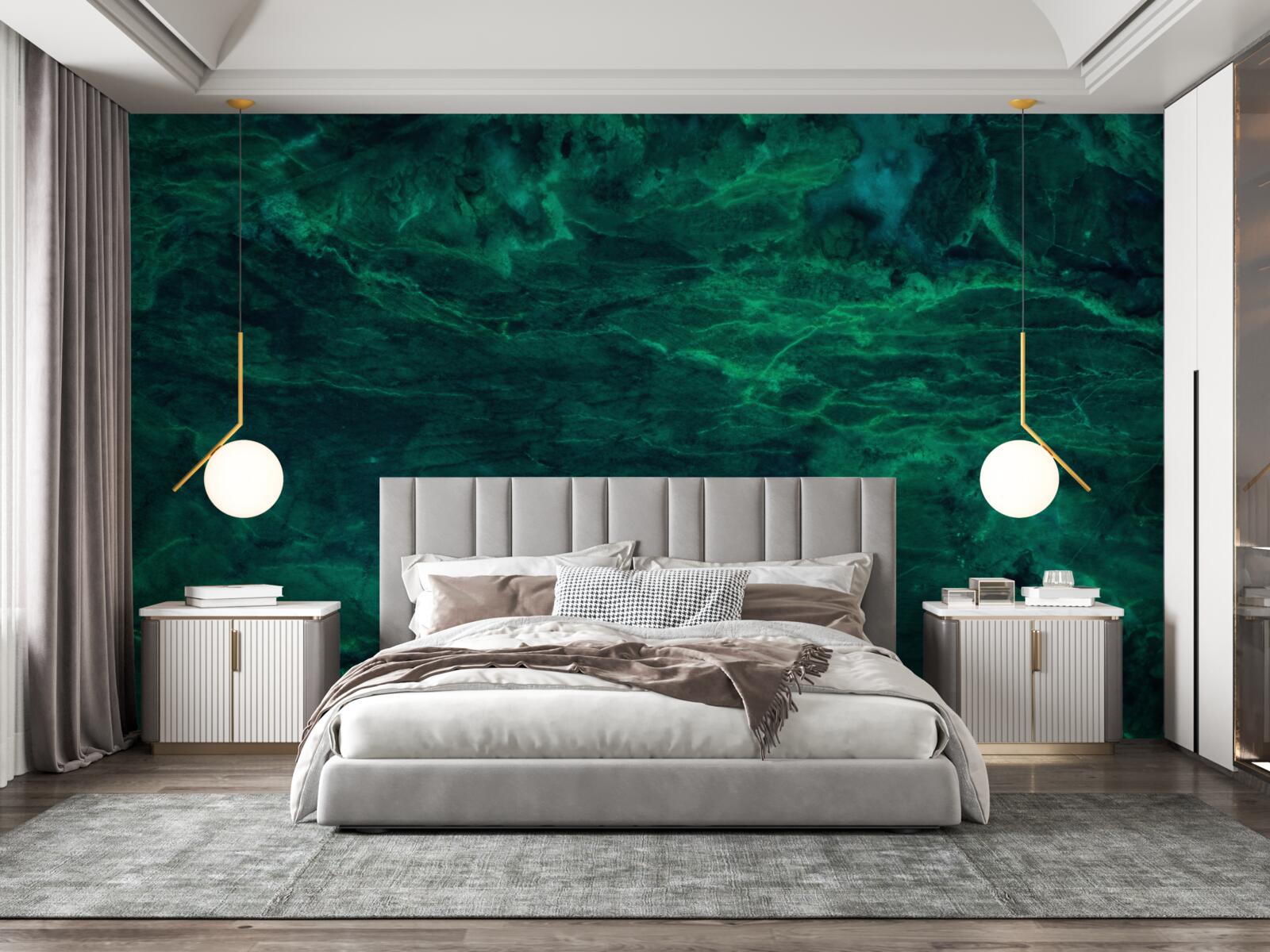 Fotobehang donkergroen marmer