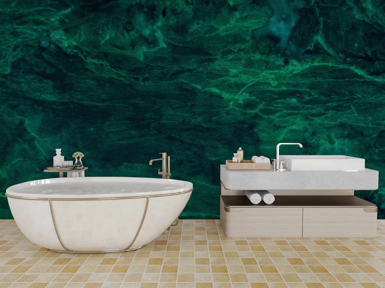 Fotobehang donkergroen marmer