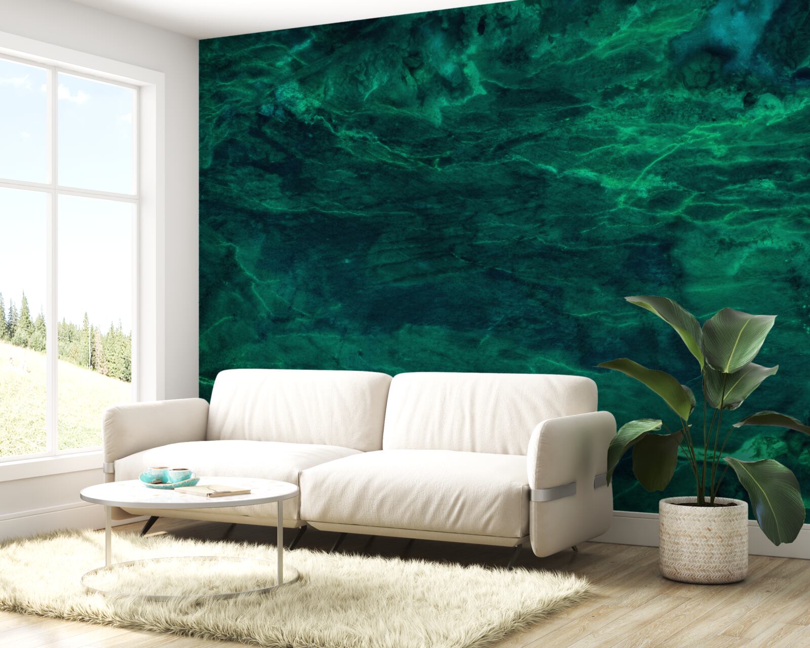 Fotobehang donkergroen marmer