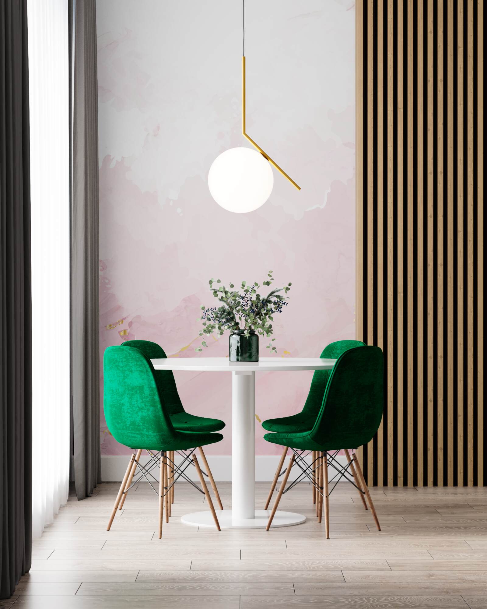 Fotobehang marmer in zachte tinten wit en roze