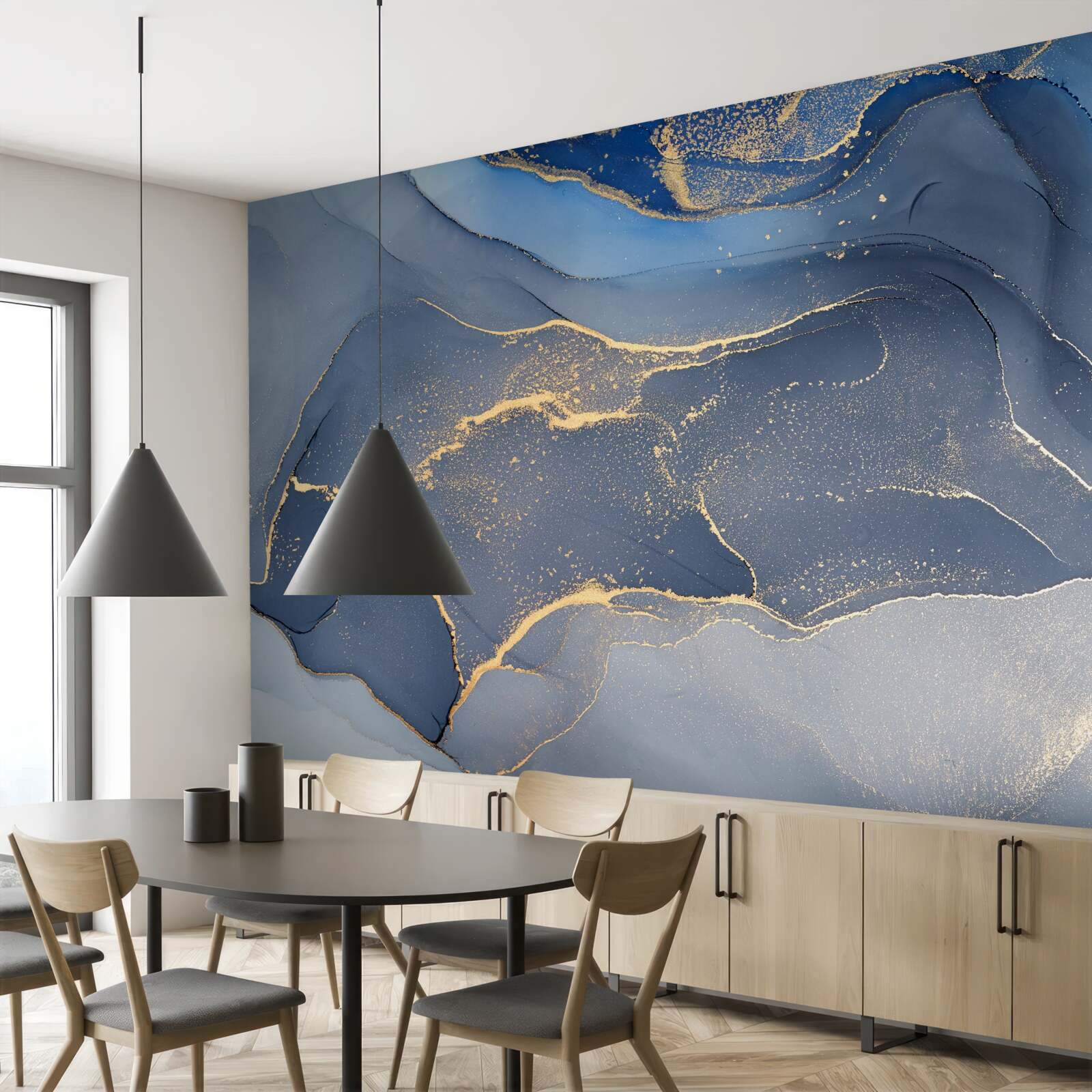 Fotobehang grijsblauwe stenen zee