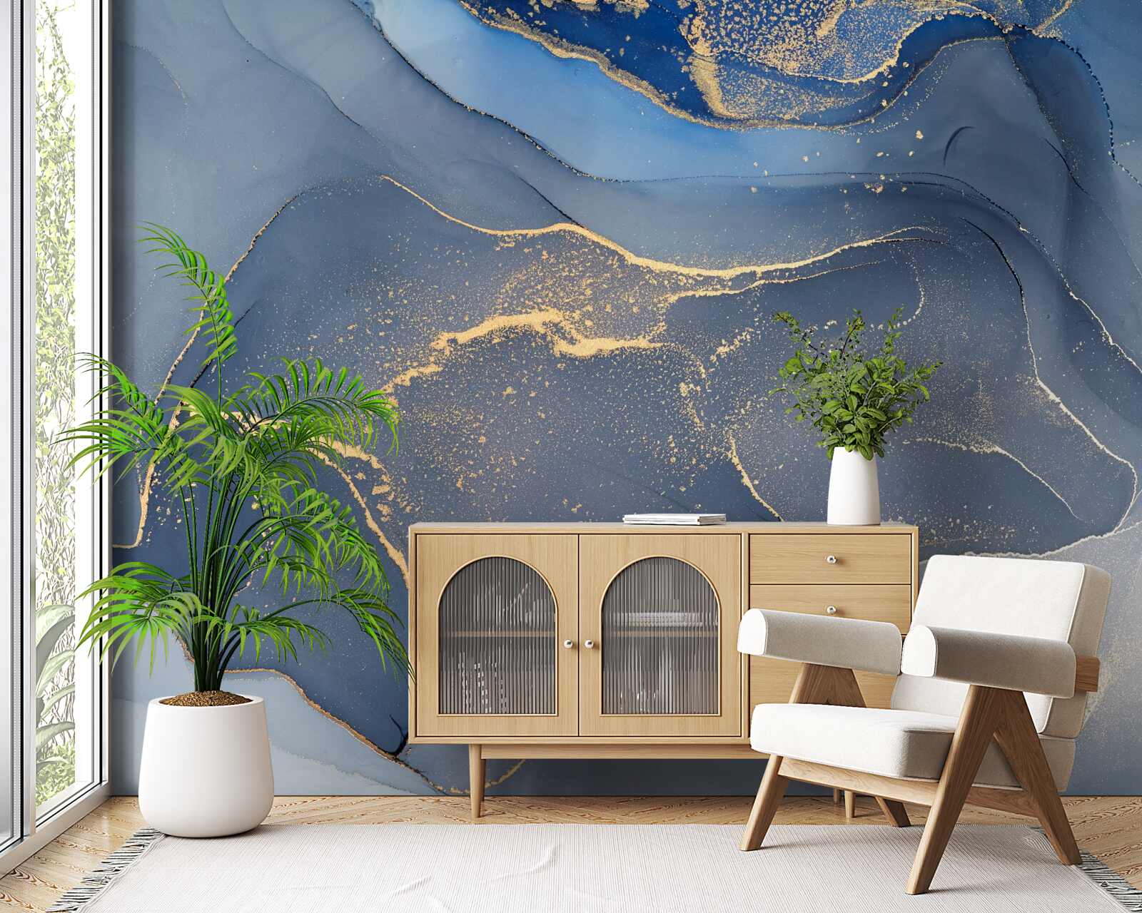 Fotobehang grijsblauwe stenen zee