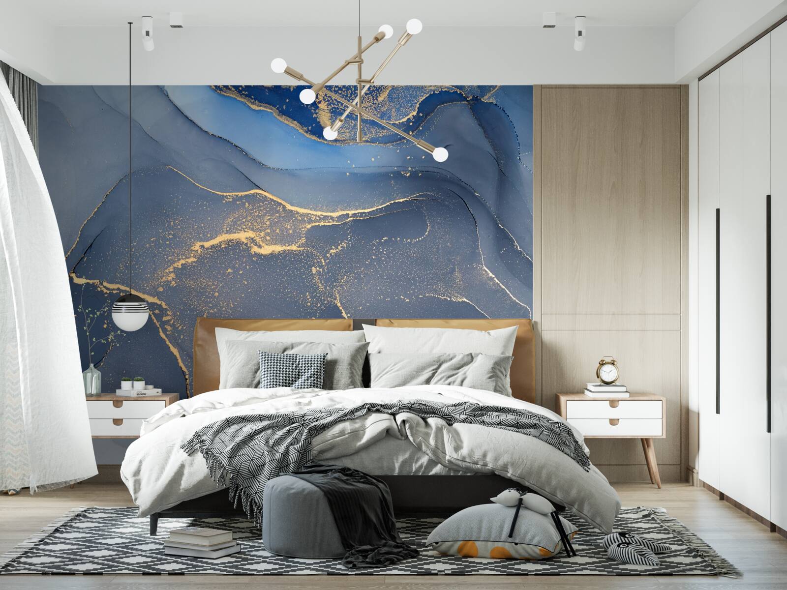 Fotobehang grijsblauwe stenen zee