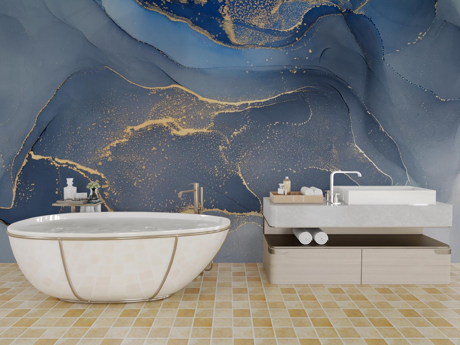 Fotobehang grijsblauwe stenen zee